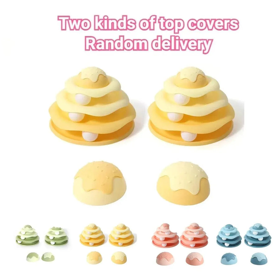 Funny Cat Toy Pet Toys Plastic Tower Interactive Track Ball Playing Game 3 Level - Green