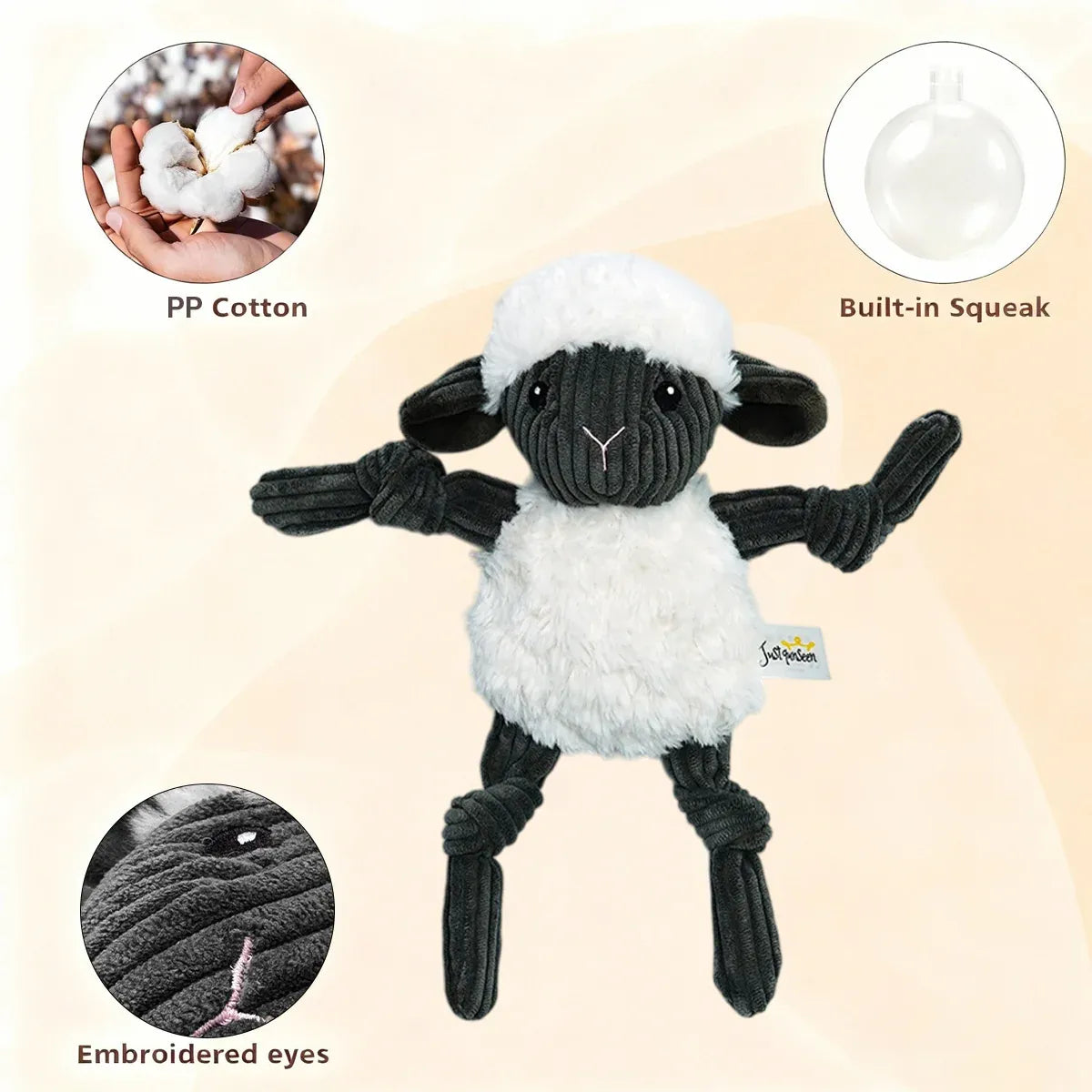 Lamb Shape Pet Chew Toy with Squeaker Soft for Dogs Puppies Play