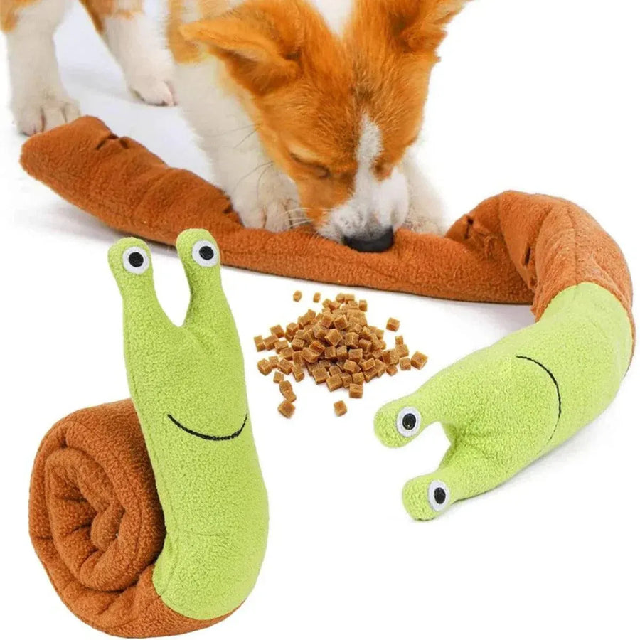 Interactive Pet Sniffing Plush Toy Snail Teething Food Hide Slow Feeder Dog Toy