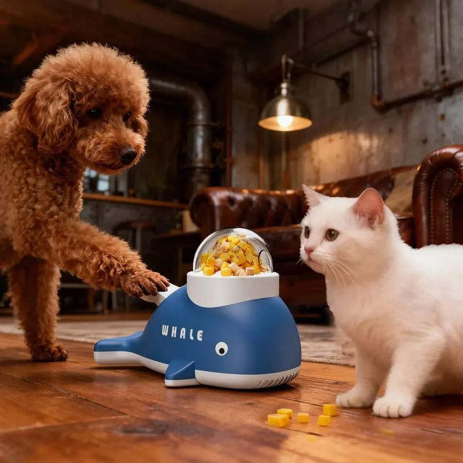 Whale Shaped Treat Feeder Slow Feeder For Cat Dog Interactive Self Play Pet Toy