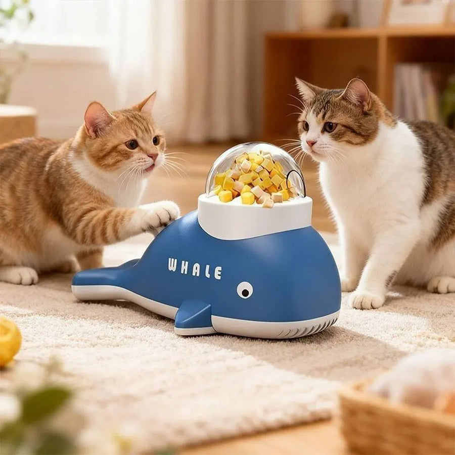 Whale Shaped Treat Feeder Slow Feeder For Cat Dog Interactive Self Play Pet Toy