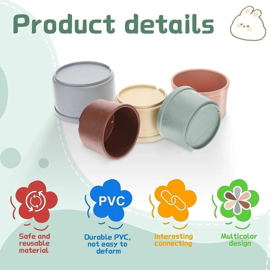 8Pcs Interactive Bunny Nesting Cups Set for Small Animals Enrichment Play Toys