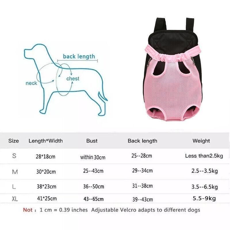 S Size Pet Carrier Dog Cat Puppy Front Back Backpack Shoulder Carry Sling Pouch Bag - Black