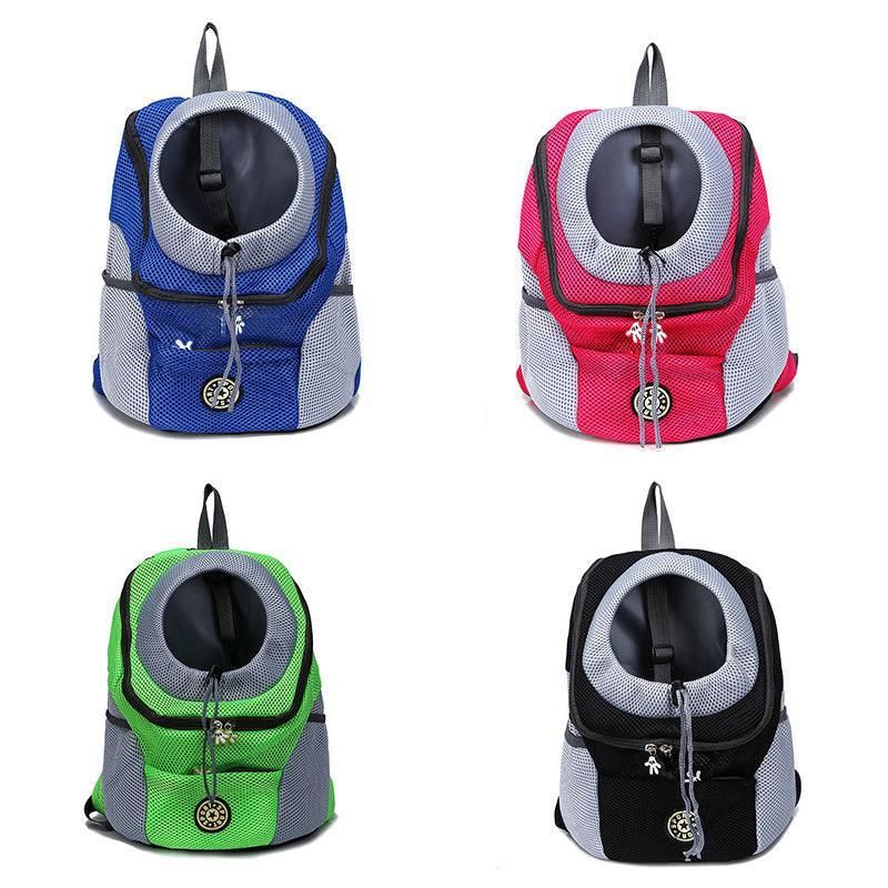 L Size Puppy Travel Mesh Pet Dog Carrier Backpack Front Travel Portable Shoulder Bag - Black