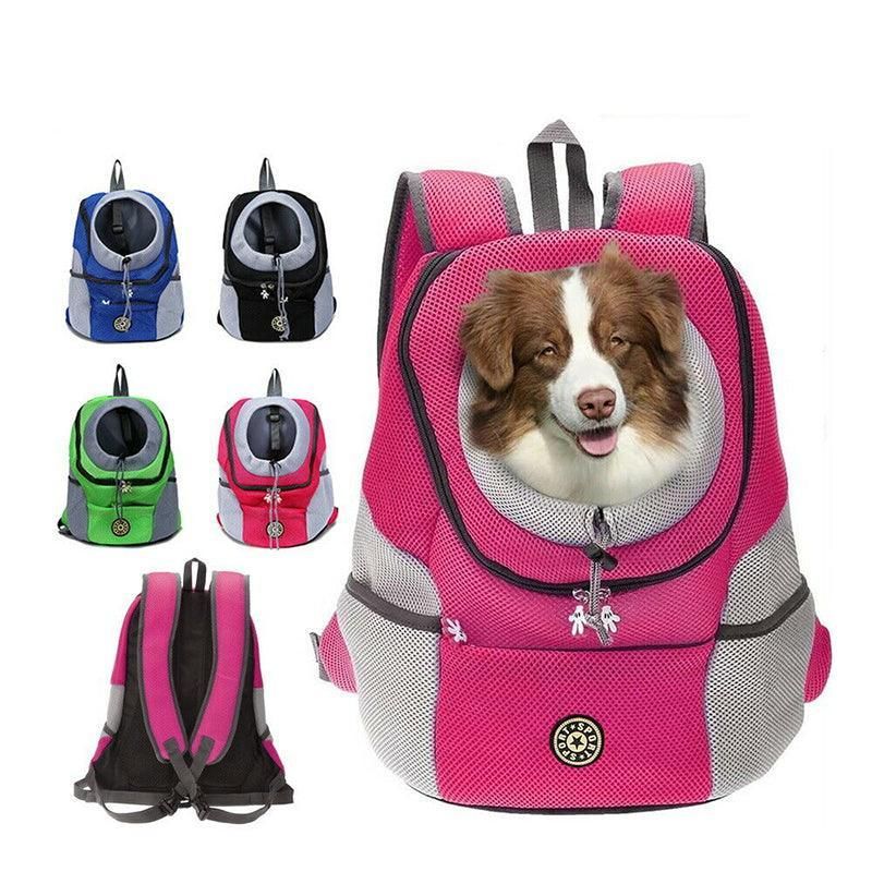 L Size Puppy Travel Mesh Pet Dog Carrier Backpack Front Travel Portable Shoulder Bag - Black