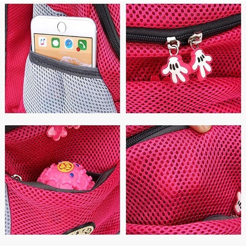 L Size Puppy Travel Mesh Pet Dog Carrier Backpack Front Travel Portable Shoulder Bag - Black