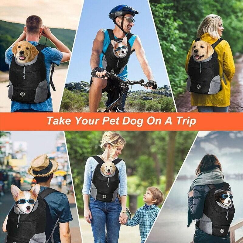 L Size Puppy Travel Mesh Pet Dog Carrier Backpack Front Travel Portable Shoulder Bag - Black