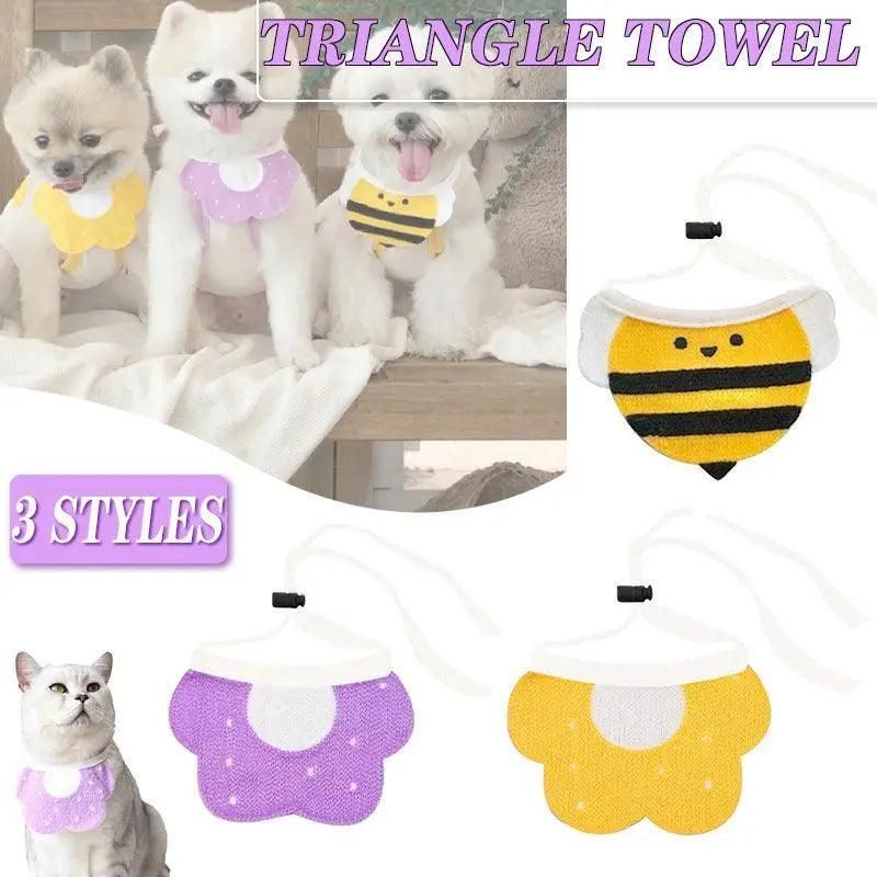 Pet Bandana Bib for Cats and Dogs Triangle Saliva Scarf for Decoration or Daily Use - Honeybee