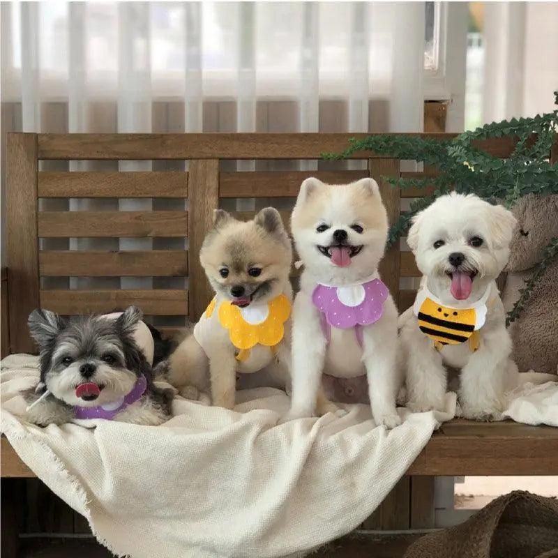 Pet Bandana Bib for Cats and Dogs Triangle Saliva Scarf for Decoration or Daily Use - Honeybee