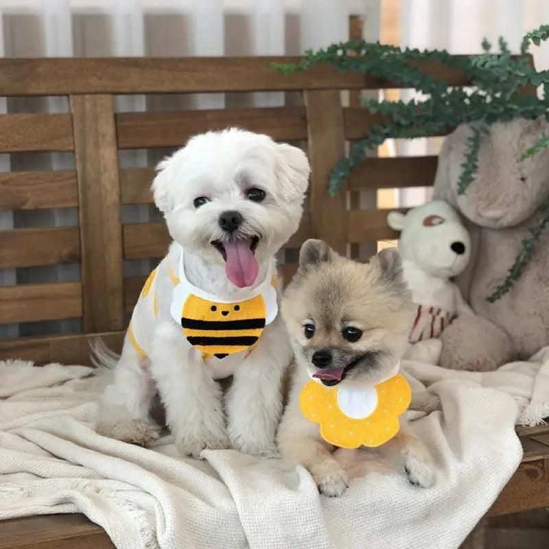 Pet Bandana Bib for Cats and Dogs Triangle Saliva Scarf for Decoration or Daily Use - Honeybee