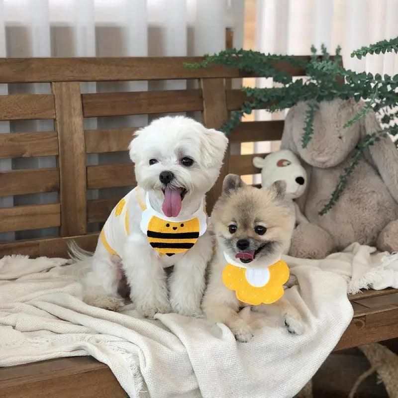 Pet Bandana Bib for Cats and Dogs Triangle Saliva Scarf for Decoration or Daily Use - Honeybee