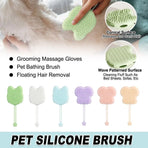 Double Hand Cat Bath Gloves Hair Removal Comb Grooming Floating Hair - Yellow