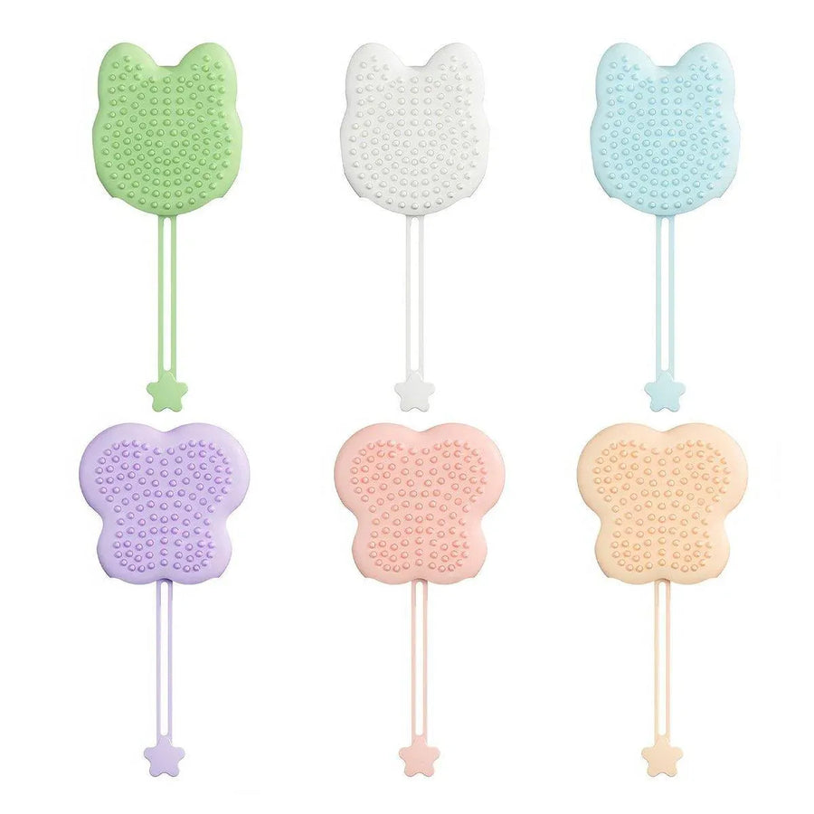 Double Hand Cat Bath Gloves Hair Removal Comb Grooming Floating Hair - Yellow