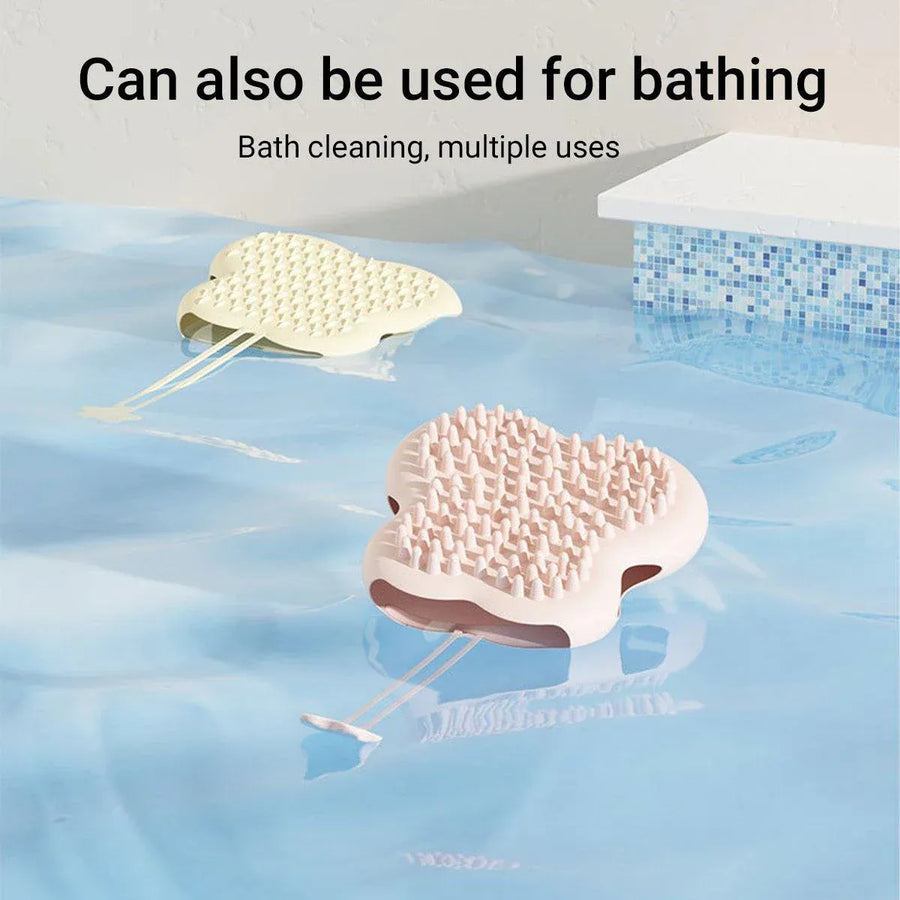 Double Hand Cat Bath Gloves Hair Removal Comb Grooming Floating Hair - Yellow