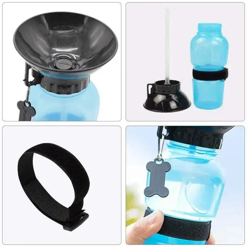 500Ml Dog Cat Water Drinking Bottle Detachable Travel Cup Portable Pet Feeder - Blue