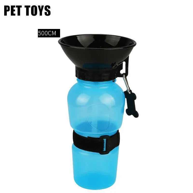 500Ml Dog Cat Water Drinking Bottle Detachable Travel Cup Portable Pet Feeder - Blue