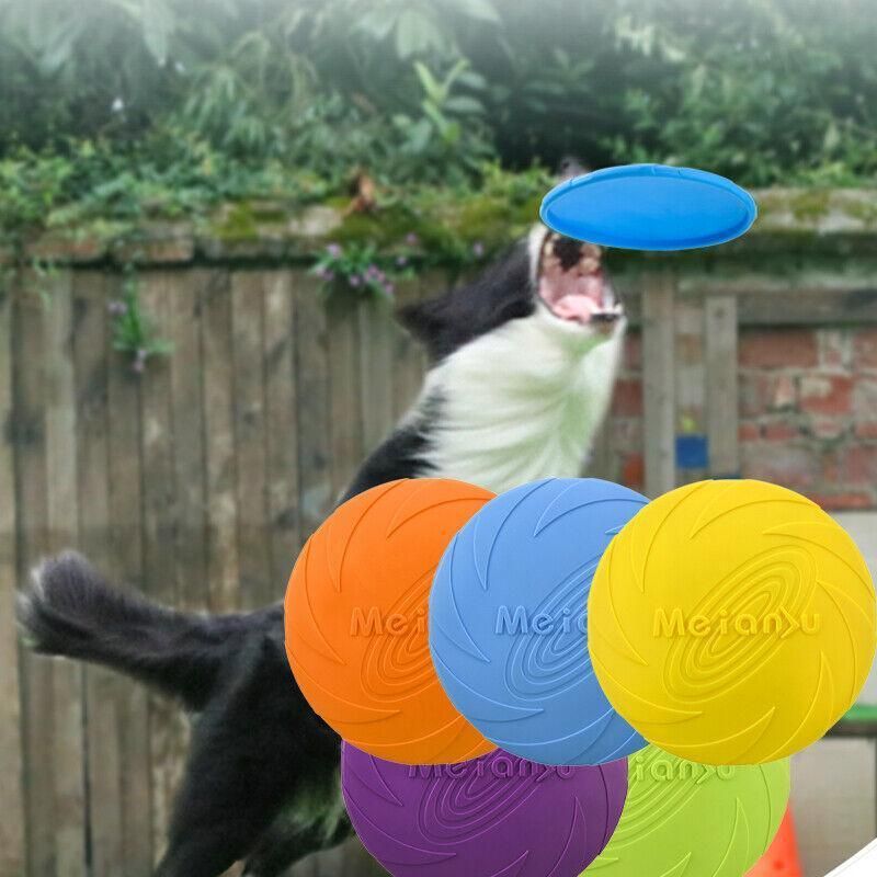 Frisbee Toy for Dogs Outdoor Fetch Training Soft Rubber Pet Flying Disc 18cm - Blue