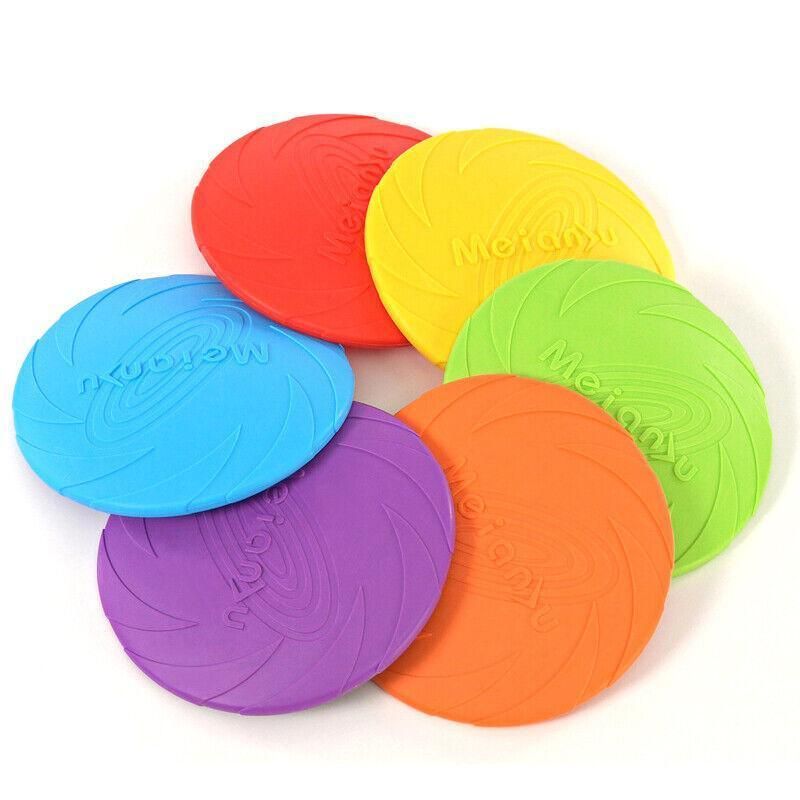 Frisbee Toy for Dogs Outdoor Fetch Training Soft Rubber Pet Flying Disc 18cm - Blue