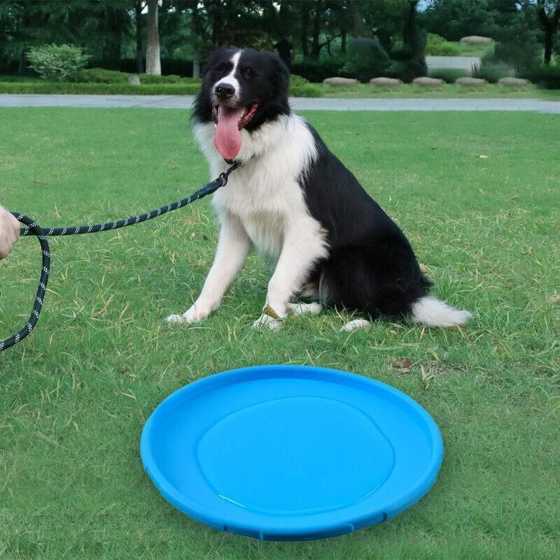 Frisbee Toy for Dogs Outdoor Fetch Training Soft Rubber Pet Flying Disc 18cm - Yellow