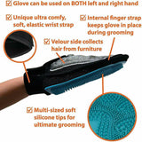 2 in 1 Pet Grooming Glove Deshedding Mitt for Cats and Dogs Hair Removal - Side View