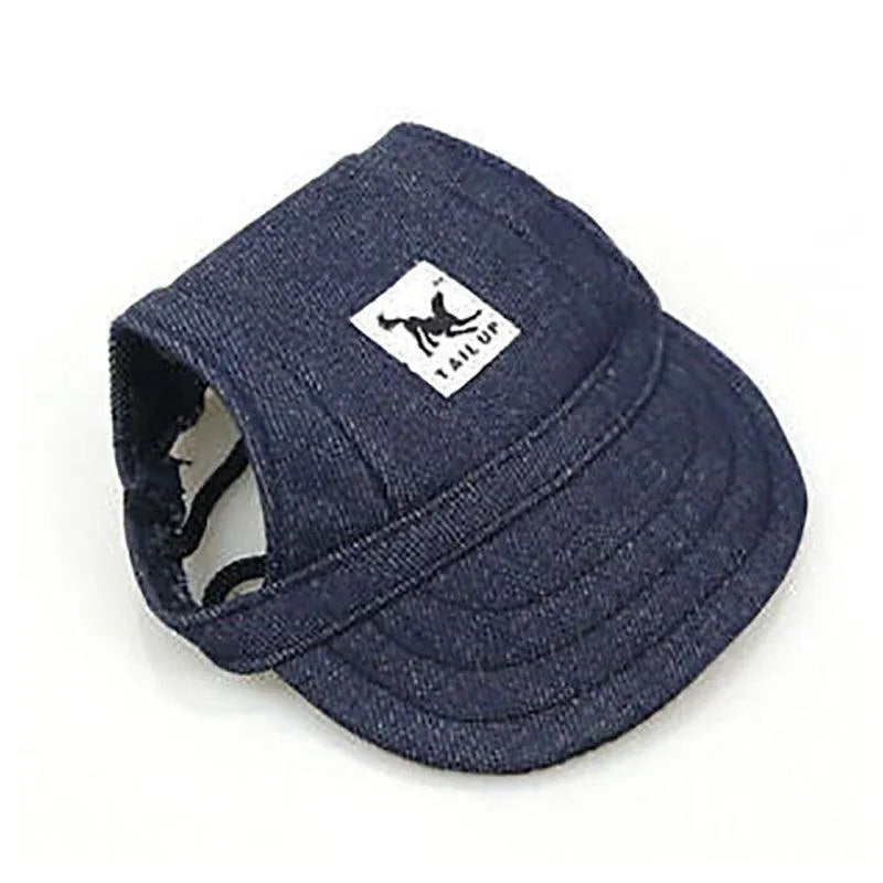 Dog Baseball Cap Outdoor Pet Sun Hat Summer Canvas Visor Puppy S Size - Denim Blue