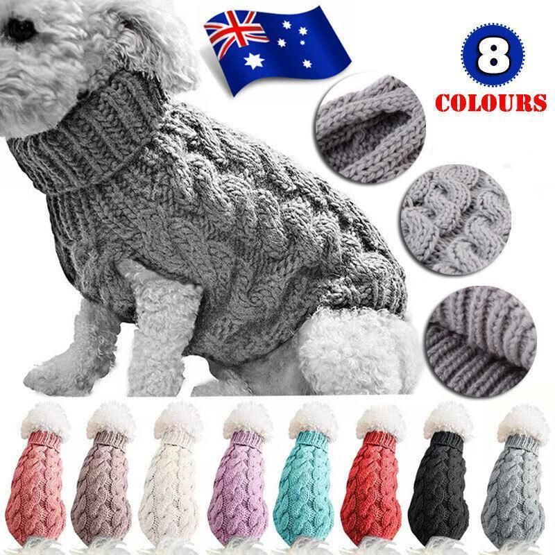 Puppy Dog Jumper Winter Warm Knitted Sweater Pet Clothes Small Dogs Coat Thermal XL - Black