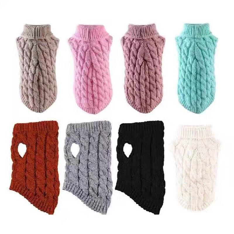 Puppy Dog Jumper Winter Warm Knitted Sweater Pet Clothes Small Dogs Coat Thermal XL - Black