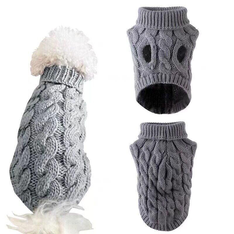 Puppy Dog Jumper Winter Warm Knitted Sweater Pet Clothes Small Dogs Coat Thermal XL - Black