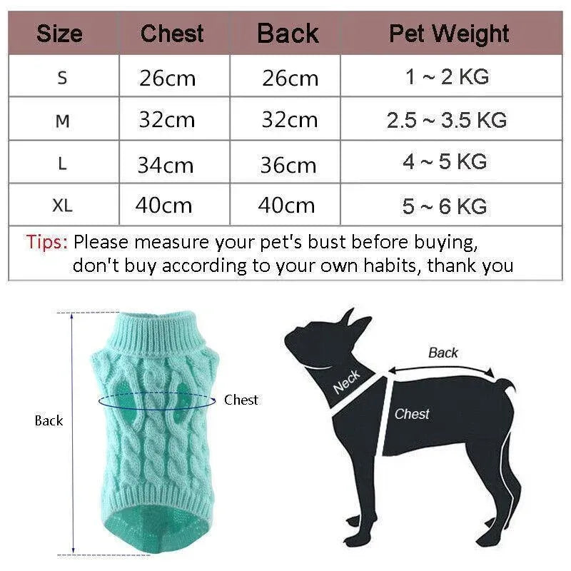 Puppy Dog Jumper Winter Warm Knitted Sweater Pet Clothes Small Dogs Coat Thermal XL - Black