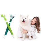 Three Sided Dog Toothbrush Pet Cat Teeth Cleaning Tool Oral Mouth Care Soft Bristle - Red+Blue