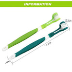 Three Sided Dog Toothbrush Pet Cat Teeth Cleaning Tool Oral Mouth Care Soft Bristle - Red+Blue