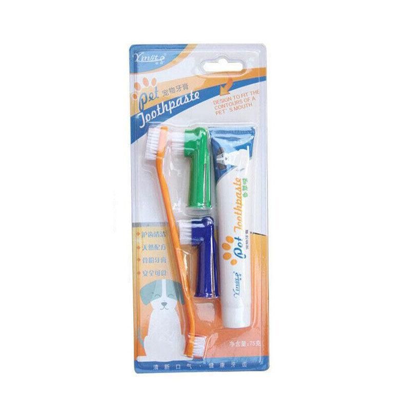 Pet Dog Teeth Cleaning Toothpaste with Toothbrush and Backup Brush Vanilla Flavoured