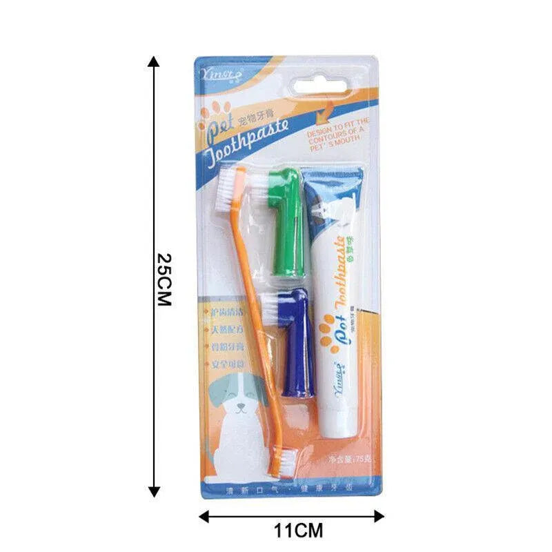 Pet Dog Teeth Cleaning Toothpaste with Toothbrush and Backup Brush Vanilla Flavoured