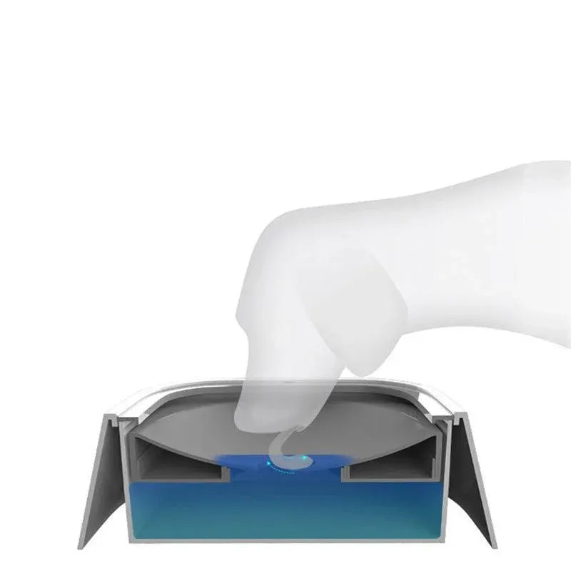 1.5L Pet Water Bowl No-Spill Design Slow Drinking Feeder with Non-Slip Base - White