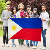Large Philippines Flag 90 x 150 cm Outdoor Indoor Polyester with Eyelets - 45-Degree Angle