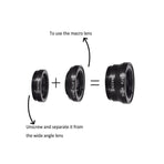 Wide Angle Macro Fisheye Phone Camera Lens Kit For Iphone Samsung Black