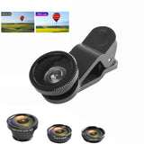Wide Angle Macro Fisheye Phone Camera Lens Kit For Iphone Samsung Black - 45-Degree Angle