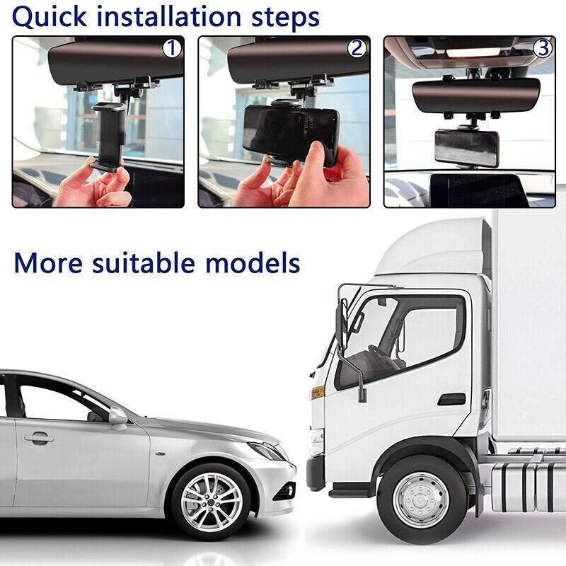 Rear View Mirror Phone Holder 360 Degree Rotation Car Mount for Smartphone