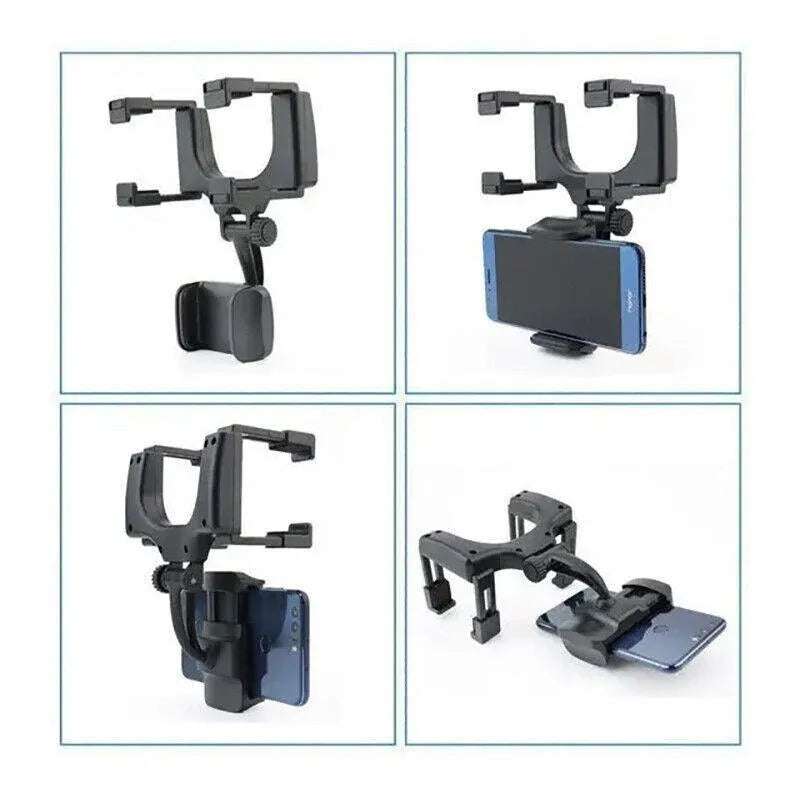 Rear View Mirror Phone Holder 360 Degree Rotation Car Mount for Smartphone