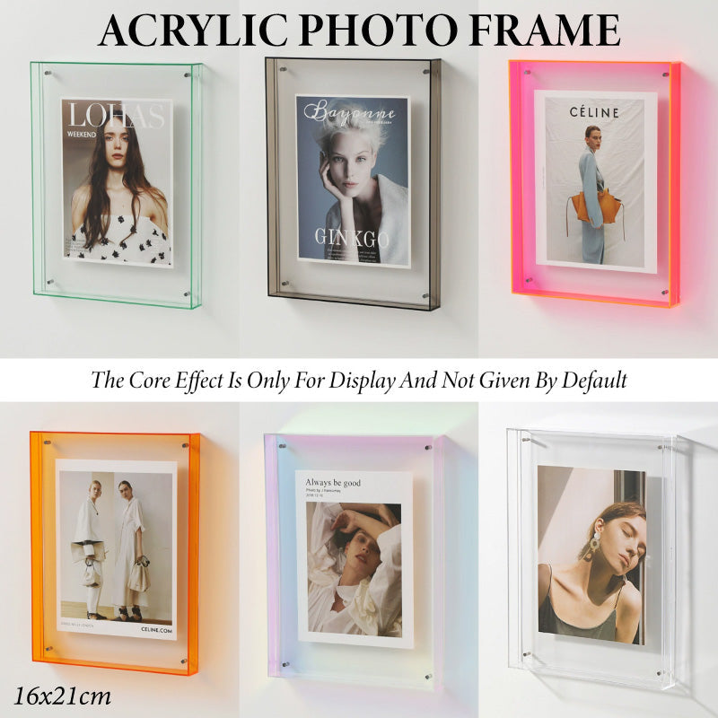 Acrylic Photo Frame Double-Sided Clear Display with Screw Mount – 16x21cm - Green