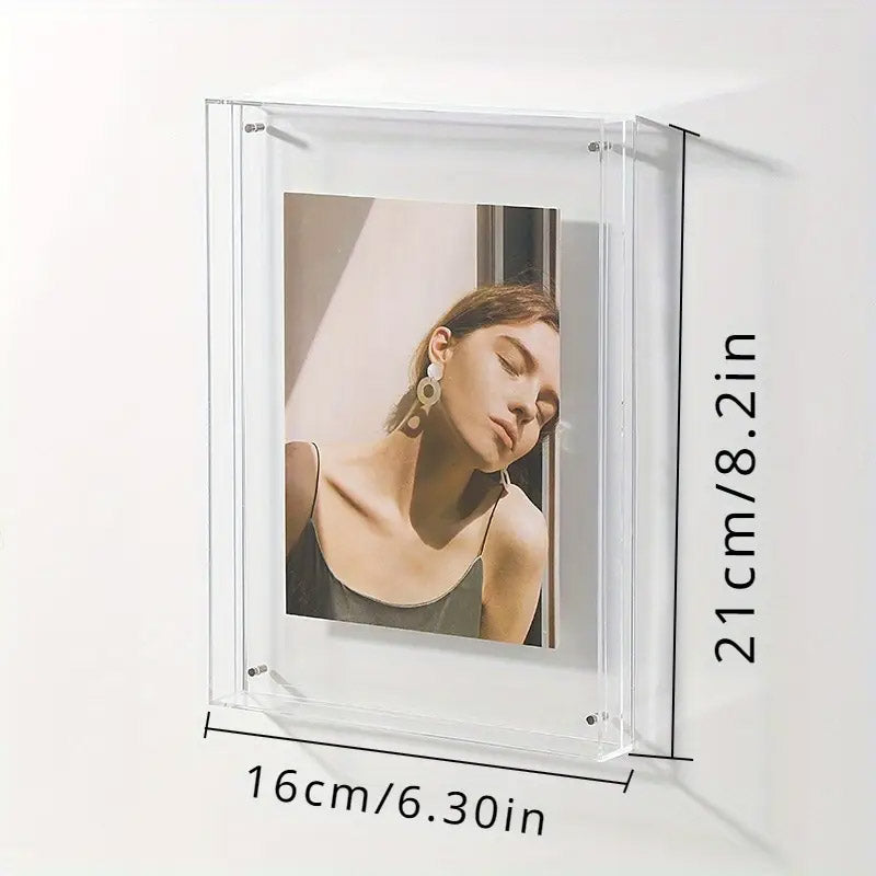 Acrylic Photo Frame Double-Sided Clear Display with Screw Mount – 16x21cm - Green