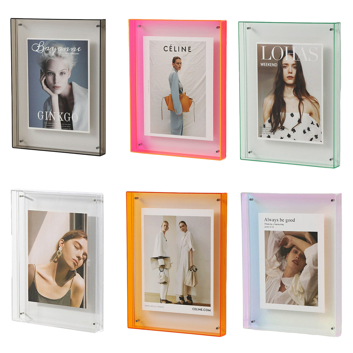 Acrylic Photo Frame Double-Sided Clear Display with Screw Mount – 16x21cm - Colorful