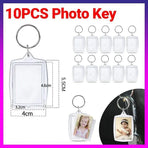 10PCS Clear Acrylic Photo Keyring - DIY Picture Frame Keychain Gifts