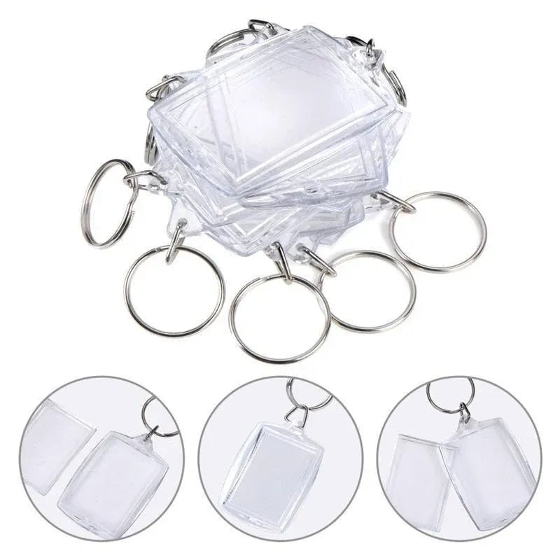 10PCS Clear Acrylic Photo Keyring - DIY Picture Frame Keychain Gifts