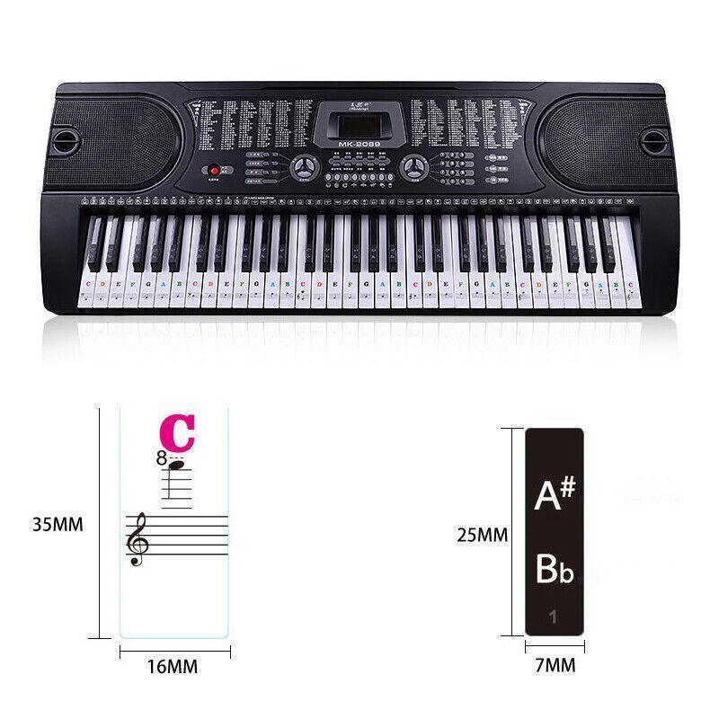 Transparent Keyboard Piano Stickers 88/61/54/49/37 Keys Sticker Note For Learner - Colourful