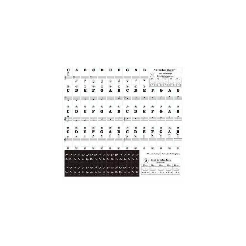 Transparent Keyboard Piano Stickers 88/61/54/49/37 Keys Sticker Note For Learner - Colourful