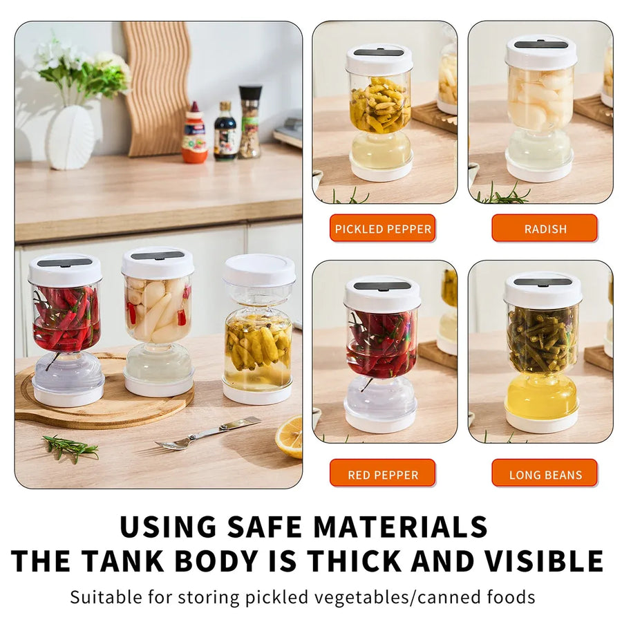 Dry Wet Separation Pickle Jar Airtight Kitchen Preservation Storage Container