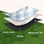 1-Piece Blue and White Check Picnic Blanket with Carry Straps, 200 x 200 cm