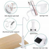 Adjustable Flexible Phone Tablet Holder with Clamp for Bed Desk Mount Use - Pink - 45-Degree Angle