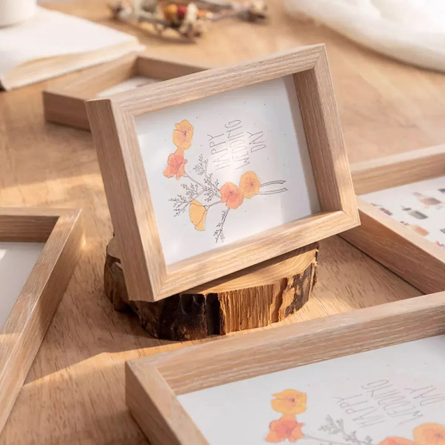 Photo Frame Display Stand Set DIY Wooden Picture Holder 8PCS Desktop Decoration